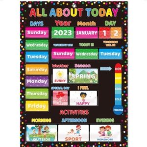 NWT NIB Back to School All About Today Pocket Chart Weather Calendar Daily Activ